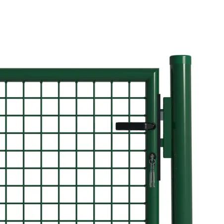 Portillon grillagé 1x1m maille 50mm vert avec serrure et poignées