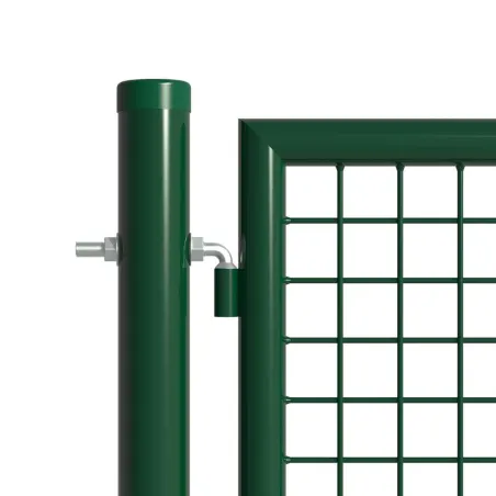 Portillon grillagé 1x1m maille 50mm vert avec serrure et poignées