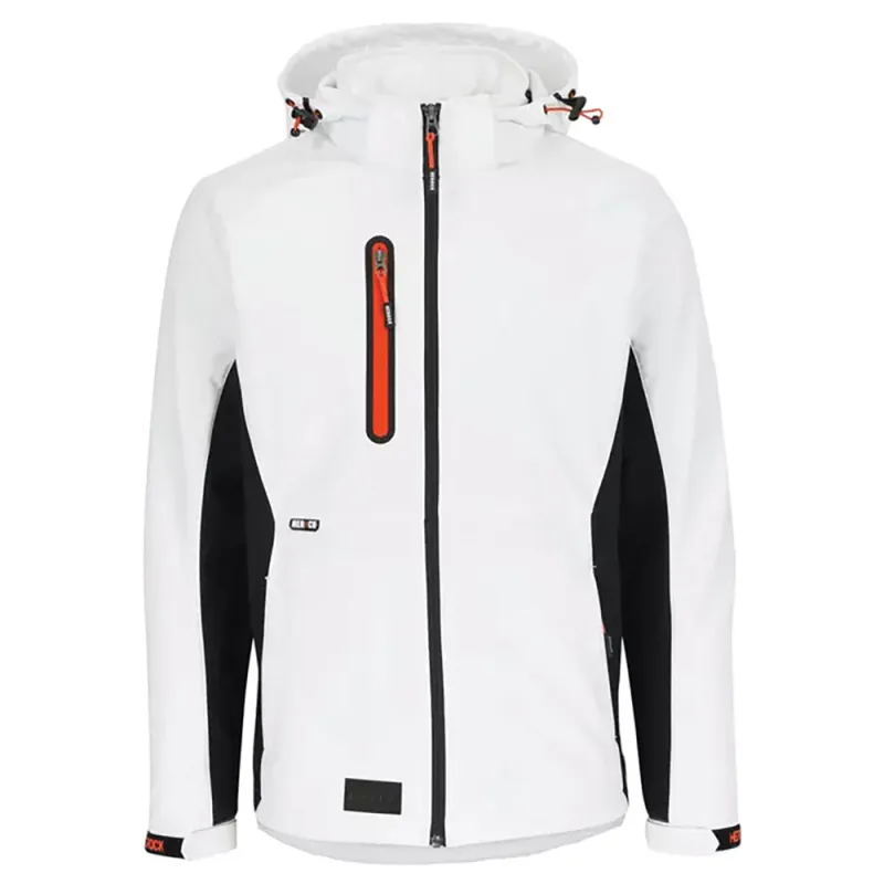 Veste Softshell Trystan Blanc/Noir Herock M à 3XL – Coupe-vent & déperlante