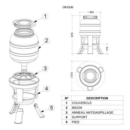 Mangeoire anti-gaspillage sur pieds 23 kg Gaun – Grande capacité