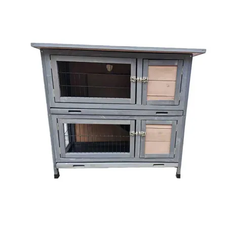 Clapier double pour lapins bois 2 logements toit en asphalte