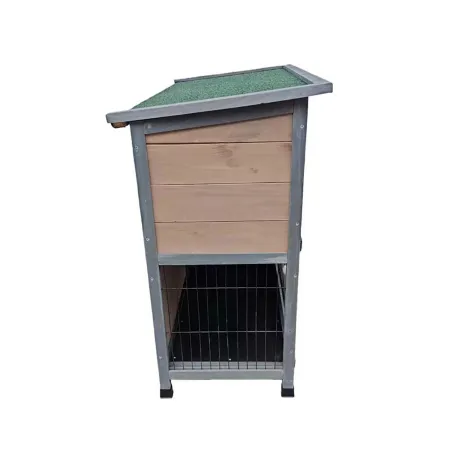 Clapier double pour lapins bois 2 logements toit en asphalte