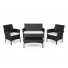 Salon de jardin 4 pièces résine tressée noir