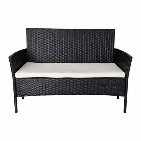 Salon de jardin 4 pièces résine tressée noir