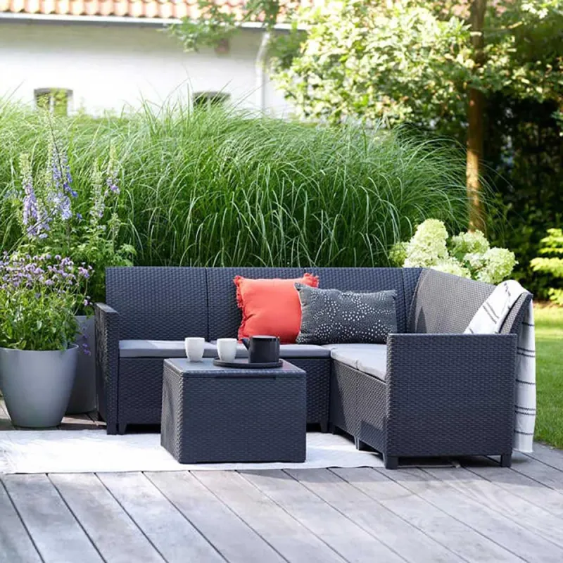 Ensemble mobilier de jardin Keter Claire 1 canapé + 1 table basse gris