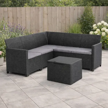 Ensemble mobilier de jardin Keter Claire 1 canapé + 1 table basse gris