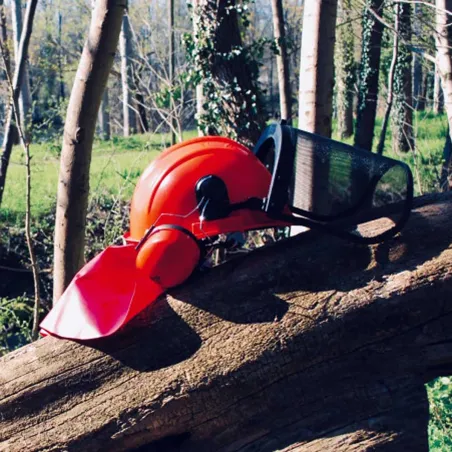 Casque forestier complet orange pour homme - Protection intégrale EN 397+A1