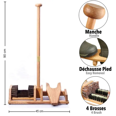 Paillasson tire-bottes avec brosses polypropylène et mât d'appui 90 cm
