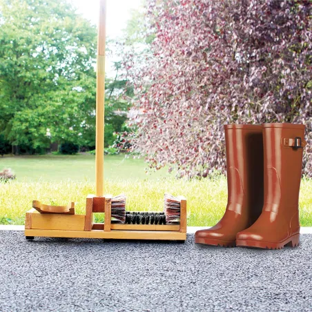 Paillasson tire-bottes avec brosses polypropylène et mât d'appui 90 cm