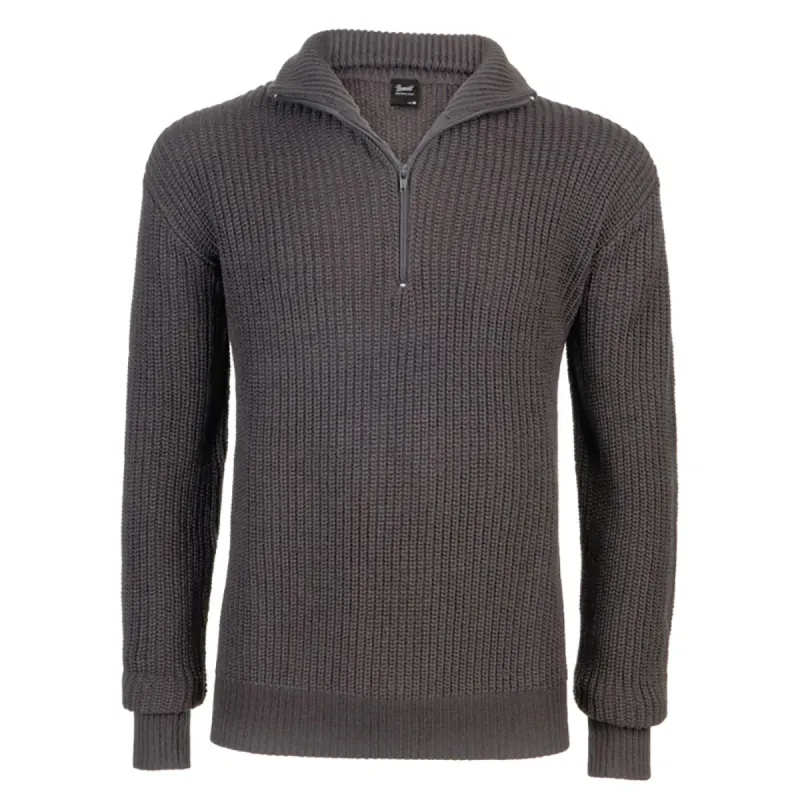 Pull Troyer Homme Anthracite - Col Camionneur - Brandit®