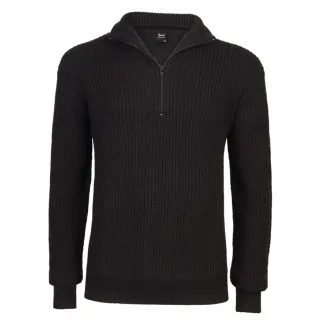 Pull Troyer Brandit® Noir Homme - Col Camionneur - Manches Longues