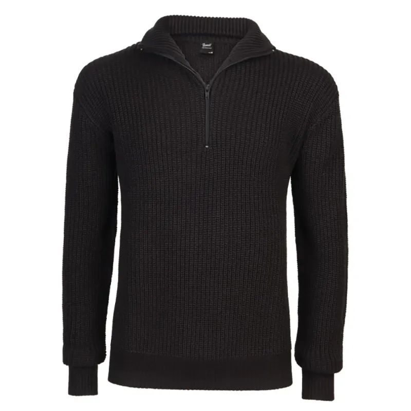 Pull Troyer Brandit® Noir Homme - Col Camionneur - Manches Longues