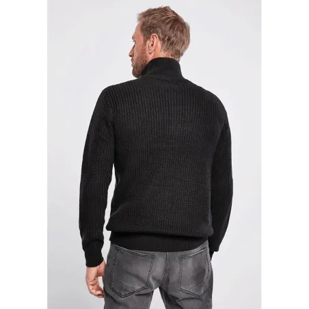 Pull Troyer Brandit® Noir Homme - Col Camionneur - Manches Longues