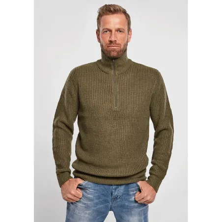 Pull Troyer Olive à Col Camionneur - Brandit® Homme