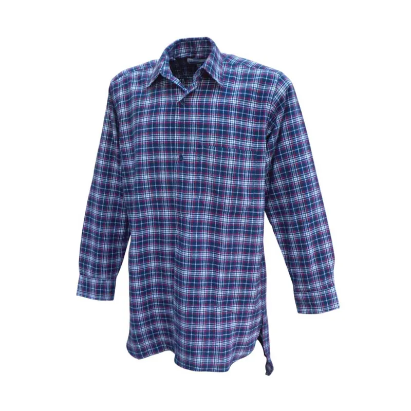 Chemise homme longue manche Tierce en flanelle bleue