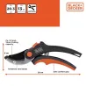 Sécateur Black&Decker® 20cm - Coupe précise et ergonomique