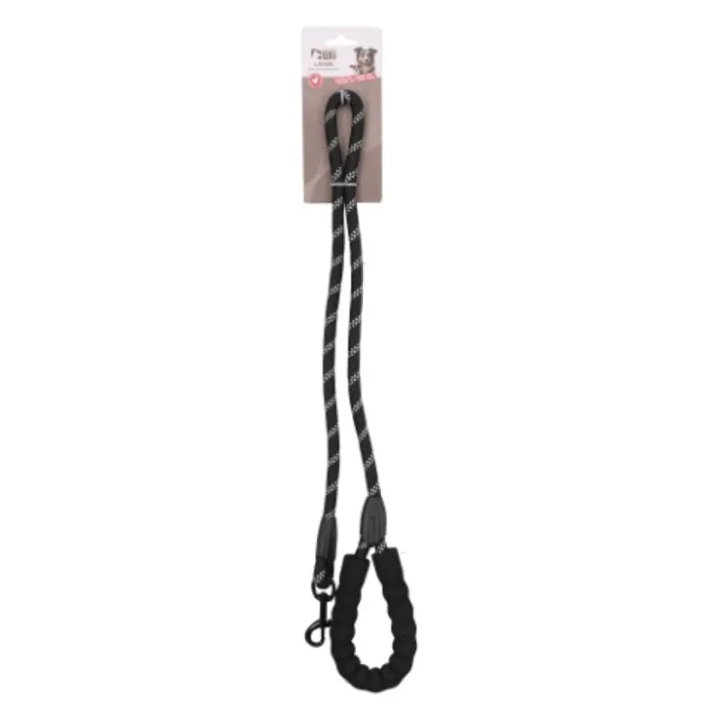 Laisse pour chien en nylon réfléchissante noire - 120 cm