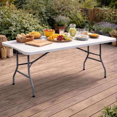 Table pliante en résine 10 couverts 180x70x74cm pieds métal