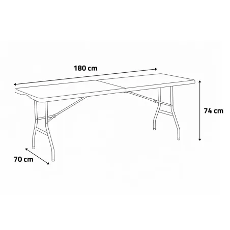 Table pliante en résine 10 couverts 180x70x74cm pieds métal