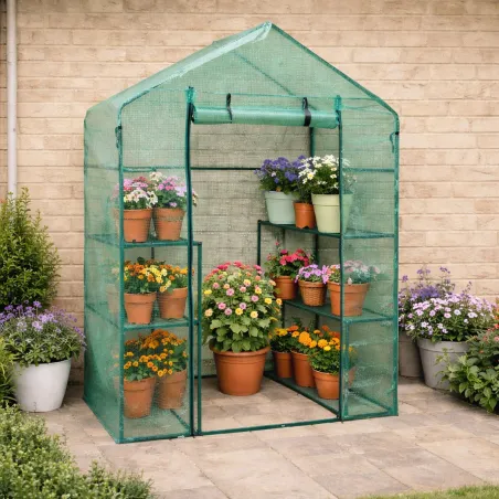 Serre de jardin avec étagères 143 x 73 x 195 cm