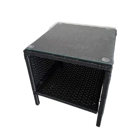 Salon de jardin 2 fauteuils et table basse tressée noir