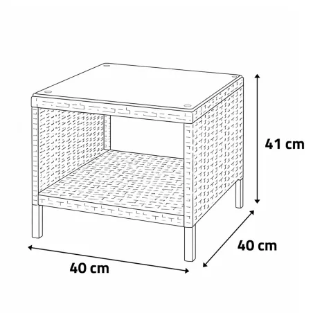 Salon de jardin 2 fauteuils et table basse tressée noir