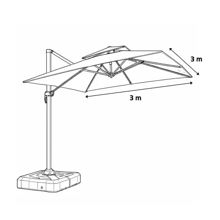Parasol carré déporté pivotant alu toile 220 g/m² beige 3 X 3 M