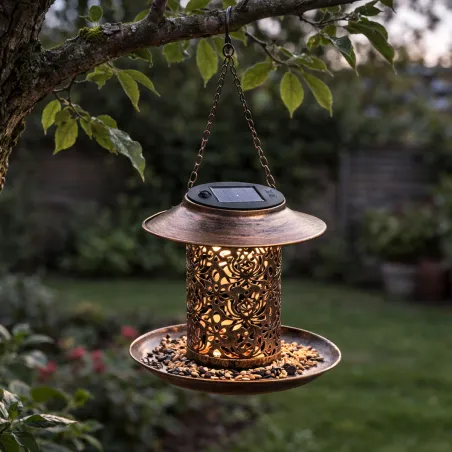 Lanterne solaire et mangeoire Ø 19 x 20 cm