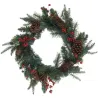 Couronne de Noël 45cm avec pommes de pin et baies rouges