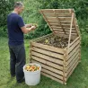 Composteur bois avec couvercle 80 x 80 cm, 510 L