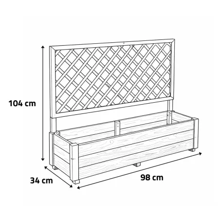 Carré potager ou jardinière rectangulaire avec treillis
