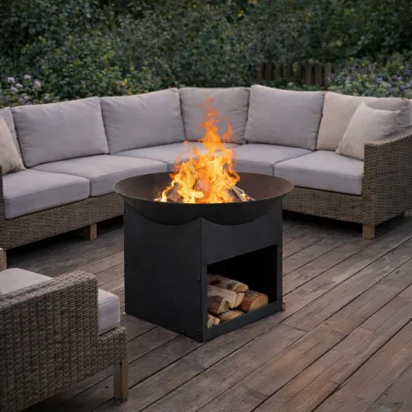 Brasero métal noir sur support Ø 57cm