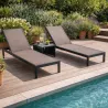 Lot de 2 Bains de soleil en aluminium taupe 193 x 65 x 32 cm