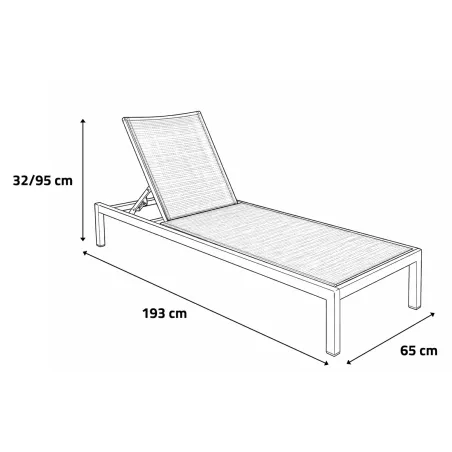 Lot de 2 Bains de soleil en aluminium taupe 193 x 65 x 32 cm