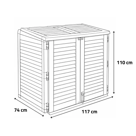 Coffre de jardin avec 2 portes verrouillable 117 x 74 x 110 cm