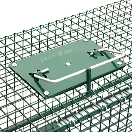 Piège à trappes type US 2 entrées maille acier vert ragondins, rats musqués,