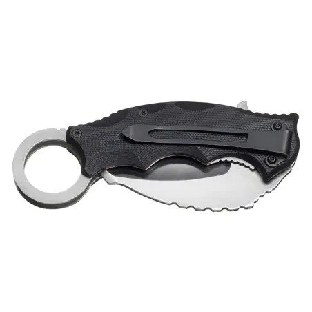 Couteau Alpha Kilo - Lame Karambit 7 cm en Acier 440A - Manche G10 Noir