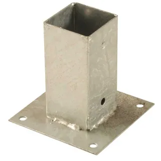 Support de poteau plat en acier galvanisé 7,1x7,1cm - Fixation bois
