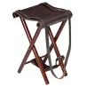 Siège de battue 4 pieds en bois et cuir - Hauteur 65 cm