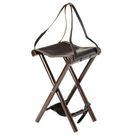 Siège de battue 4 pieds en bois et cuir - Hauteur 65 cm