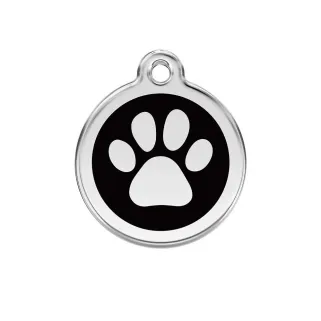 Médaille en Acier Inoxydable Gravée - RedDingo - Ø 3 cm - Patte Noire