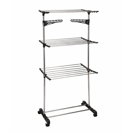 Séchoir à linge métal 4 roues 80x57cm