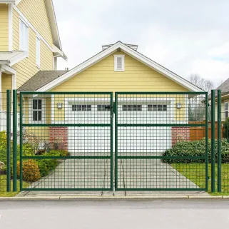 Portail 2 vantaux grillagé 3x1,5m - Maille 50mm - Vert