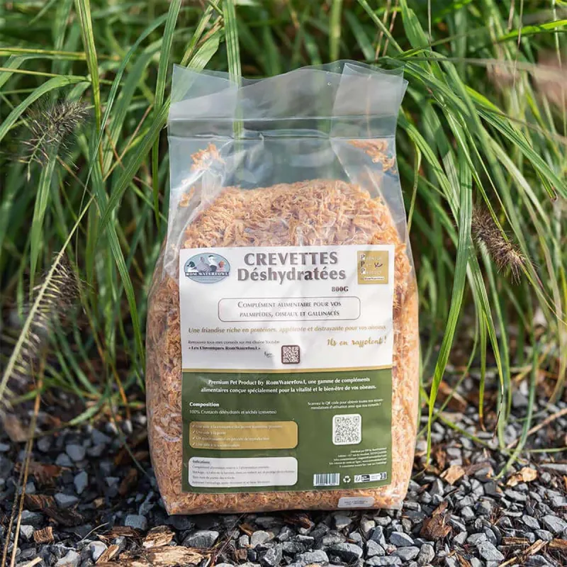 Crevettes séchées 800g - Protéines naturelles pour palmipèdes et oiseaux