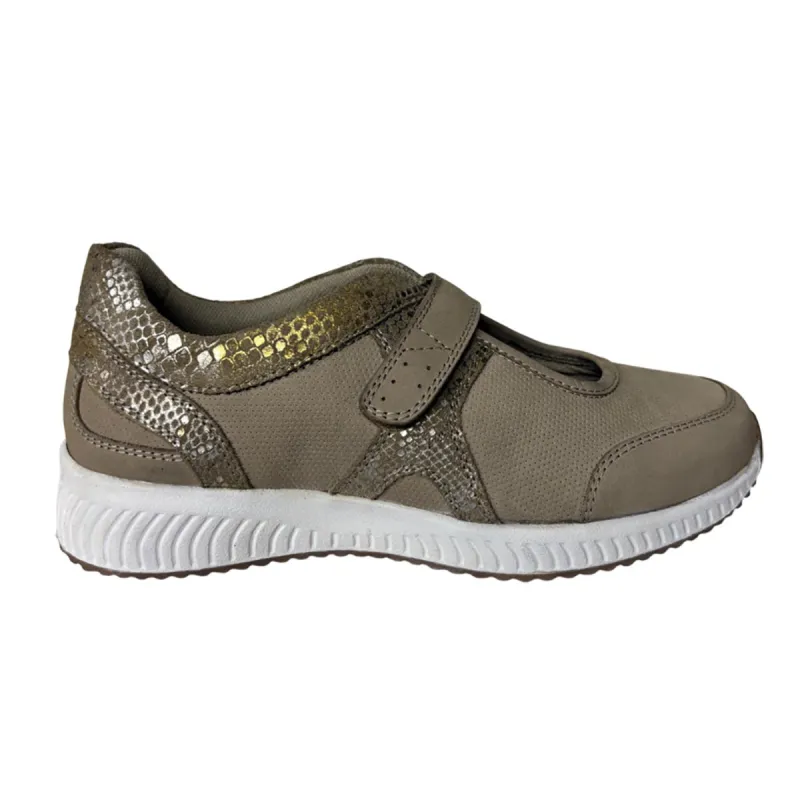 Baskets à scratch Doka en cuir beige pour femme - Ayoka