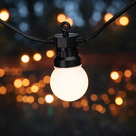 Guirlande lumineuse 20 boules blanche - 14,5 m
