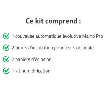 Kit couveuse évo 2 tiroirs poule + 2 paniers + humidificateur