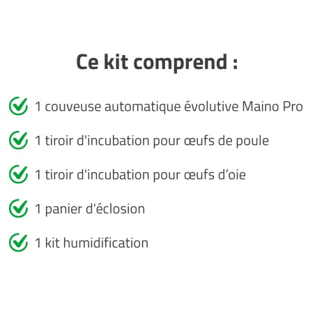 Kit couveuse évo 2 tiroirs poule oie 1 panier + humidificateur