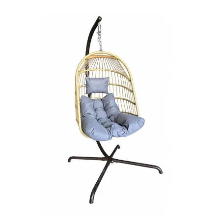 Chaise suspendue 4 pieds en acier avec coussin polyester - Design pliant et détente