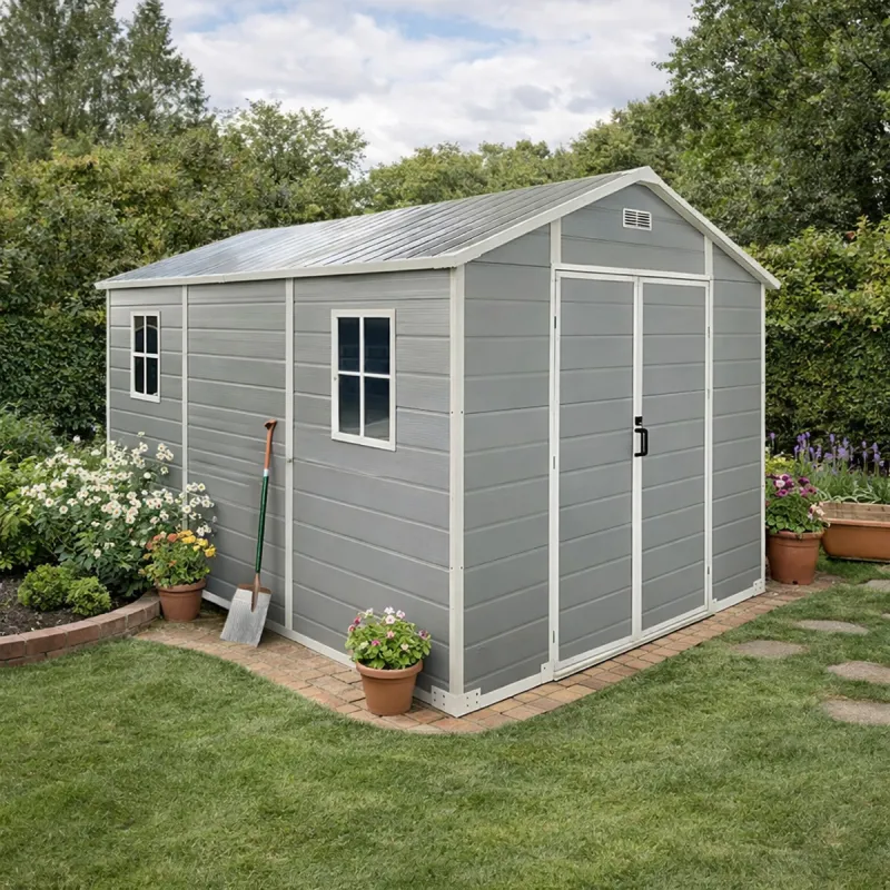 Abri de jardin Lys en plastique 240x287x230,8cm - Résistant et spacieux